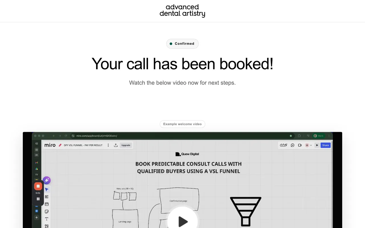 Confirmation page preview