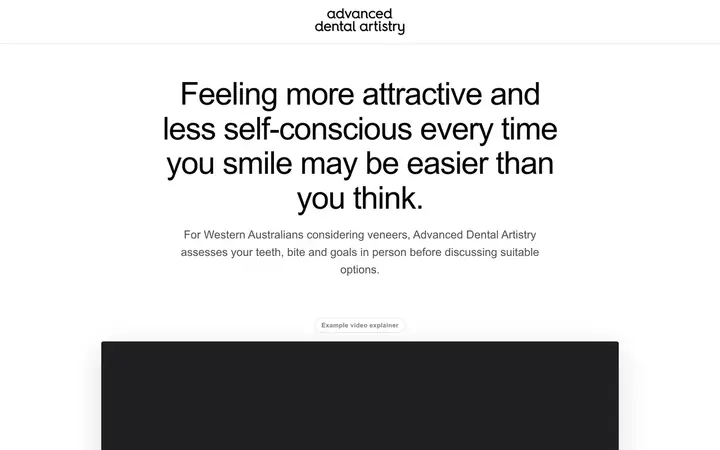 Landing page preview for Advanced Dental Artistry