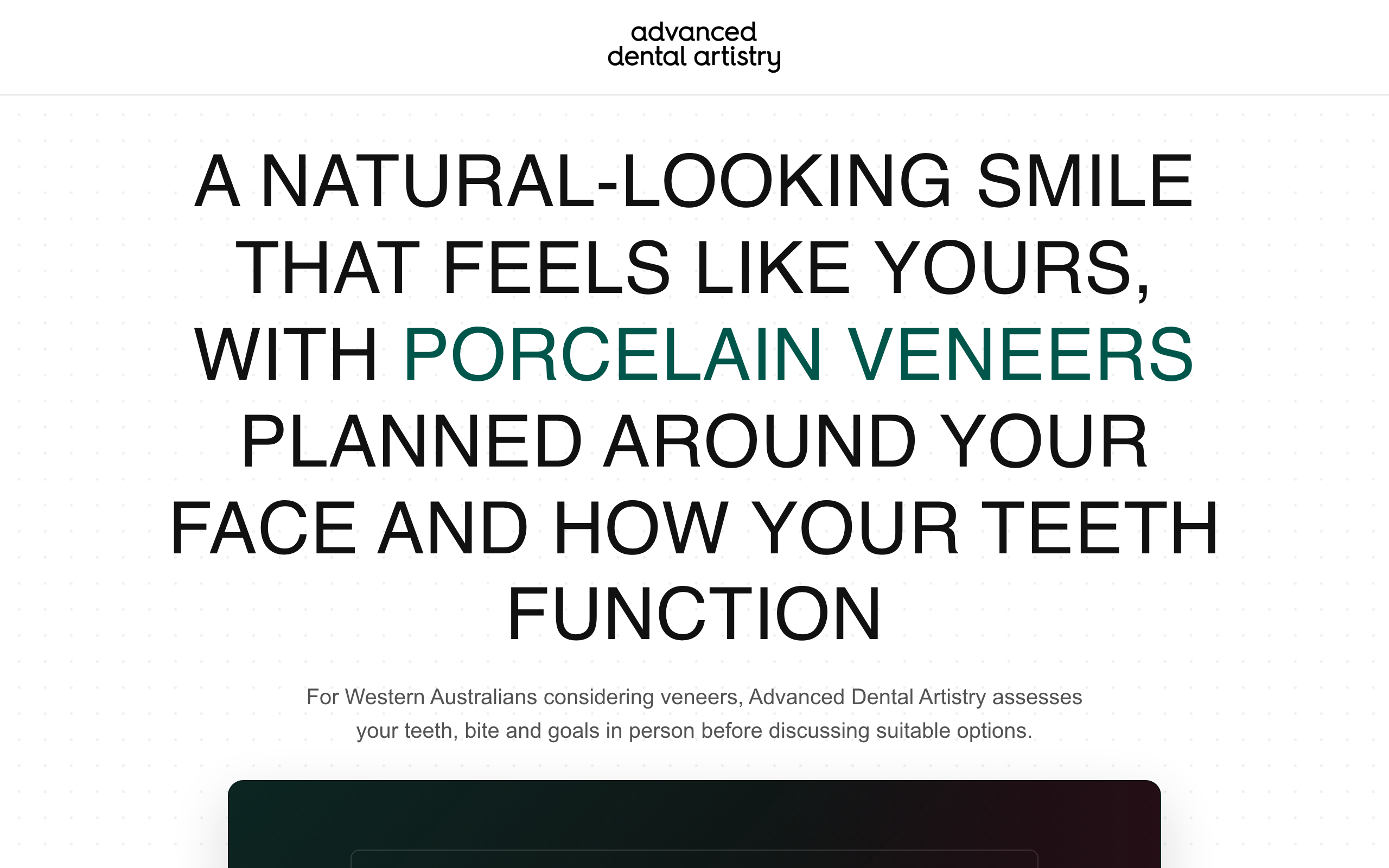 Landing page preview for Advanced Dental Artistry